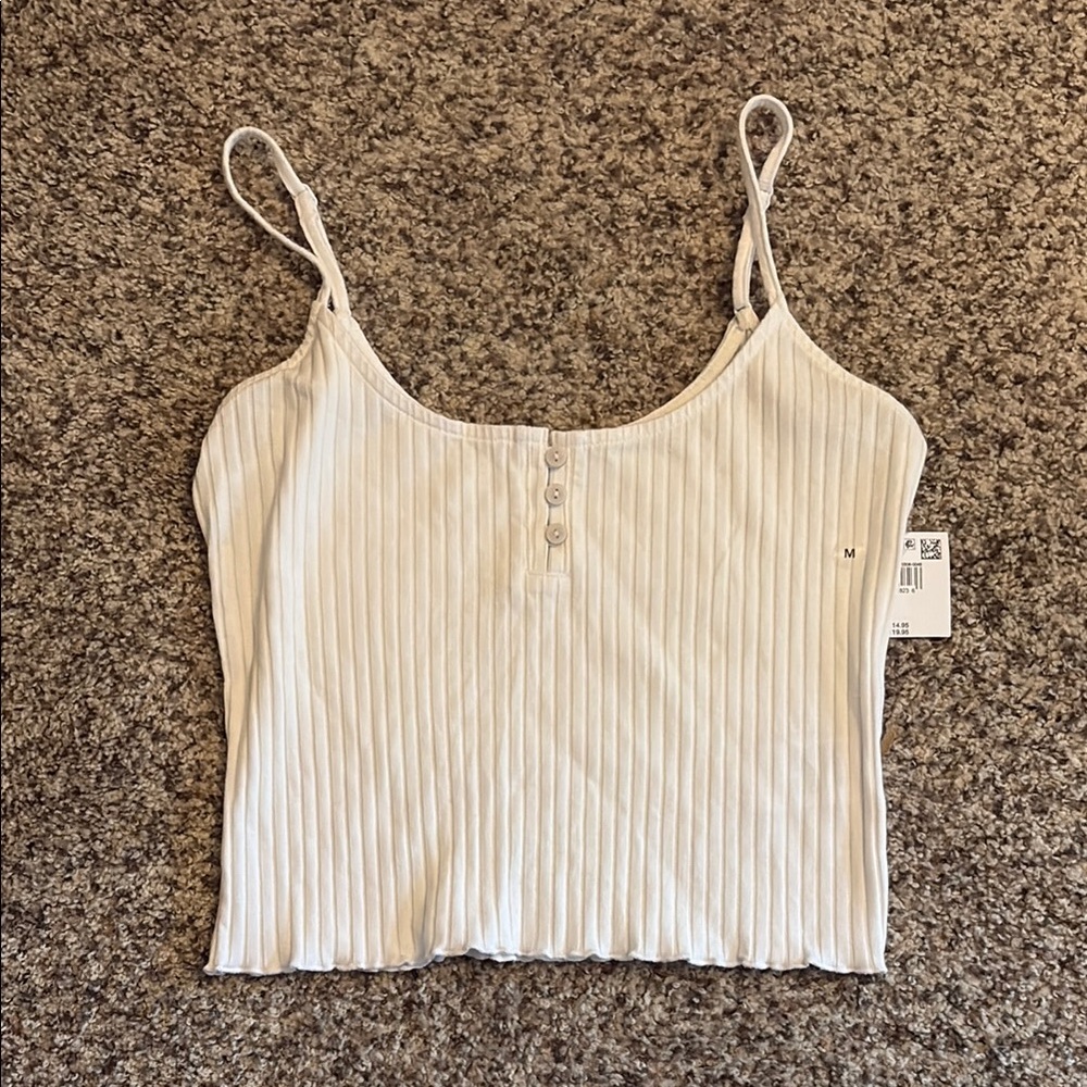 American Eagle Outfitters Cream Ribbed Crop Camisole
